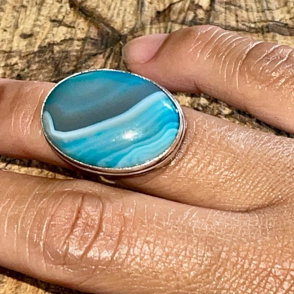 Banded Lace Agate Ring Size 6 1/4 - Picture 3 of 7